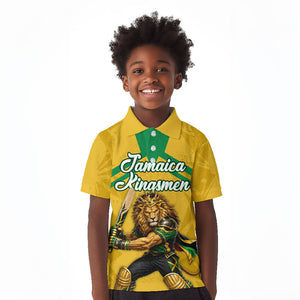 Personalized Jamaica Kingsmen Cricket Lion Kid Polo Shirt Royal King Batsman Sports Graphic Art