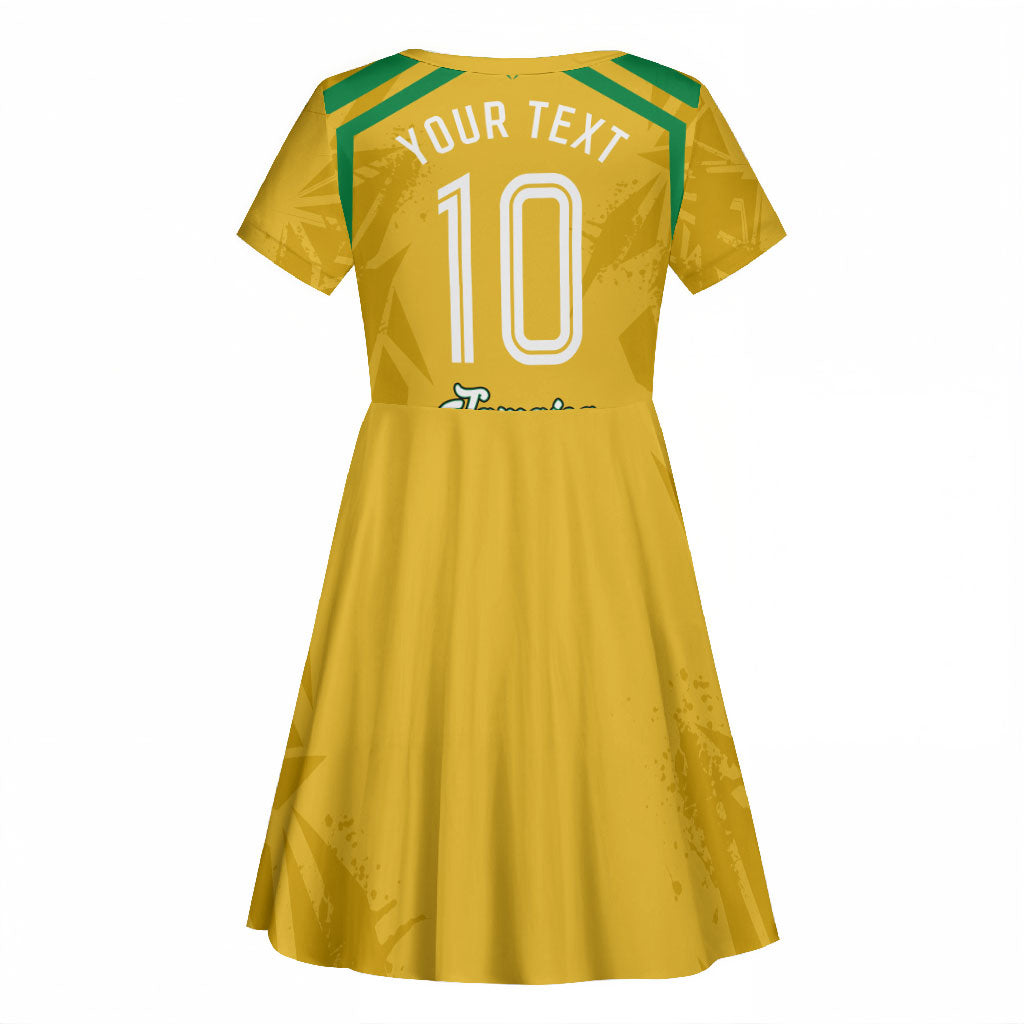 Personalized Jamaica Kingsmen Cricket Lion Kid Short Sleeve Dress Royal King Batsman Sports Graphic Art