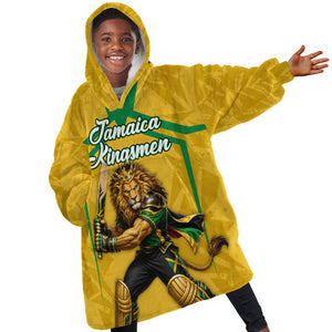 Personalized Jamaica Kingsmen Cricket Lion Kid Wearable Blanket Hoodie Royal King Batsman Sports Graphic Art