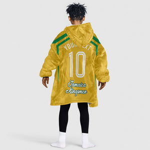 Personalized Jamaica Kingsmen Cricket Lion Kid Wearable Blanket Hoodie Royal King Batsman Sports Graphic Art
