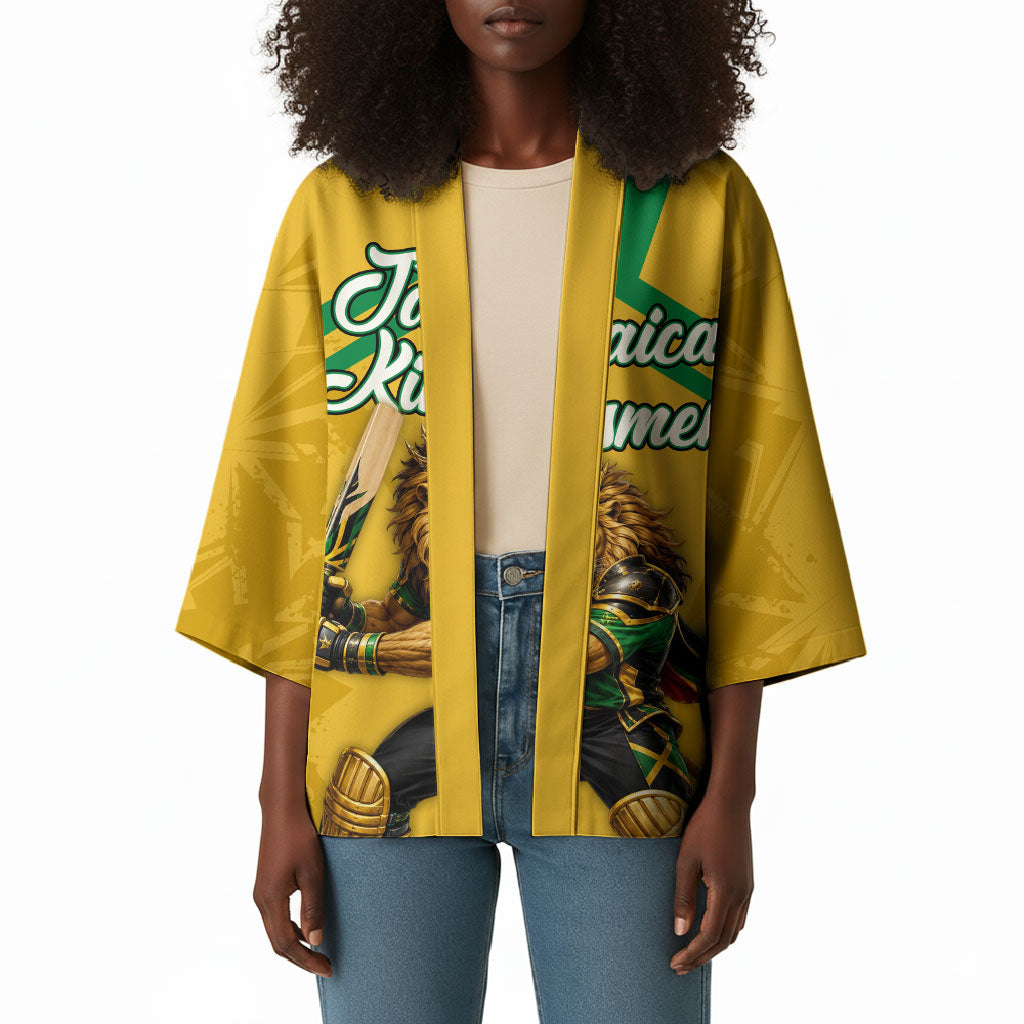 Personalized Jamaica Kingsmen Cricket Lion Kimono Royal King Batsman Sports Graphic Art