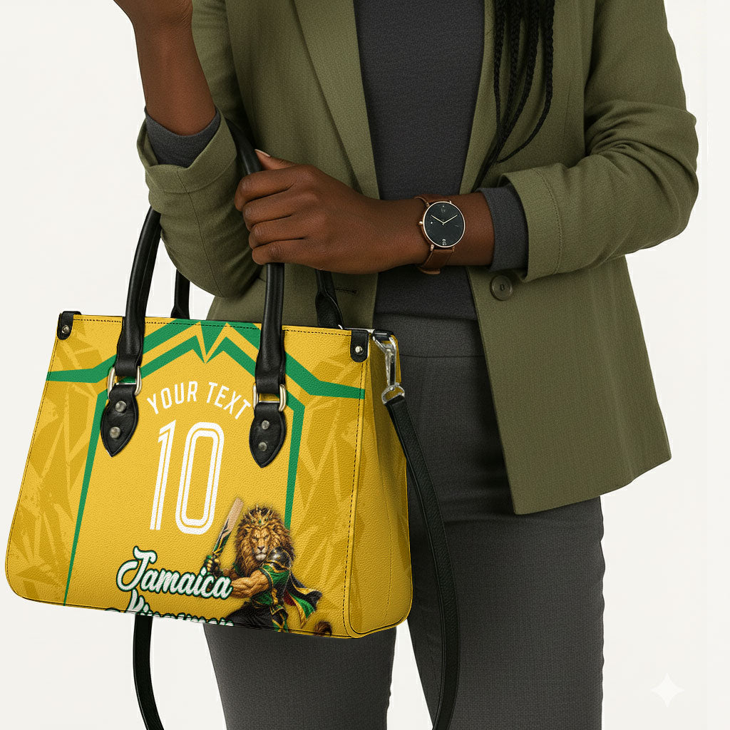 Personalized Jamaica Kingsmen Cricket Lion Leather Bag Royal King Batsman Sports Graphic Art