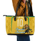 Personalized Jamaica Kingsmen Cricket Lion Leather Tote Bag Royal King Batsman Sports Graphic Art