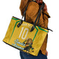Personalized Jamaica Kingsmen Cricket Lion Leather Tote Bag Royal King Batsman Sports Graphic Art