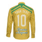 Personalized Jamaica Kingsmen Cricket Lion Long Sleeve Button Shirt Royal King Batsman Sports Graphic Art