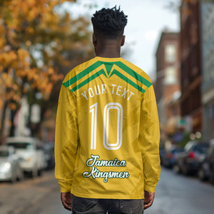 Personalized Jamaica Kingsmen Cricket Lion Long Sleeve Shirt Royal King Batsman Sports Graphic Art