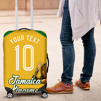 Personalized Jamaica Kingsmen Cricket Lion Luggage Cover Royal King Batsman Sports Graphic Art