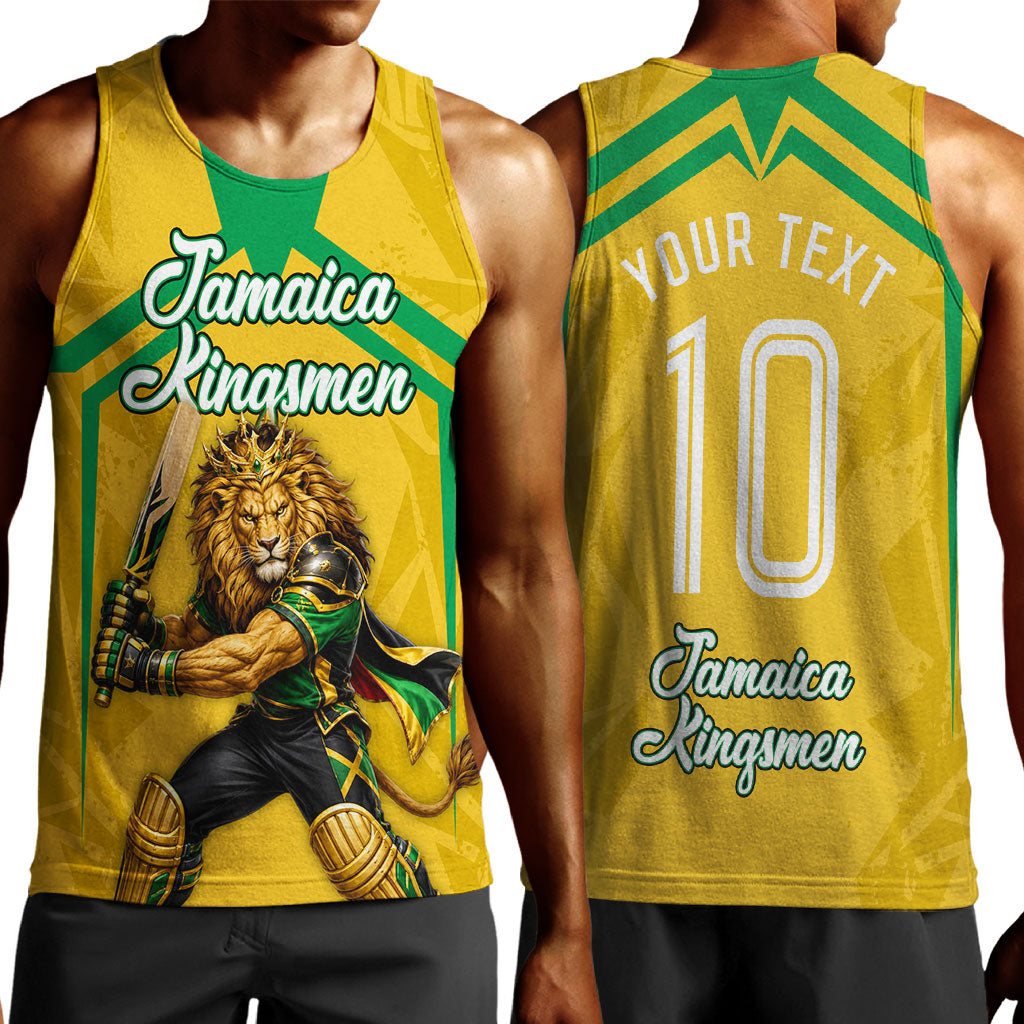 Personalized Jamaica Kingsmen Cricket Lion Men Tank Top Royal King Batsman Sports Graphic Art