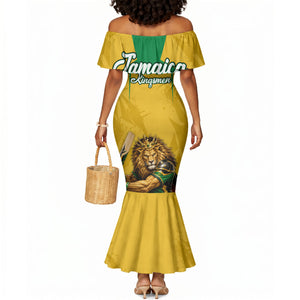 Personalized Jamaica Kingsmen Cricket Lion Mermaid Dress Royal King Batsman Sports Graphic Art