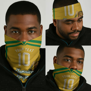 Personalized Jamaica Kingsmen Cricket Lion Neck Gaiter Royal King Batsman Sports Graphic Art