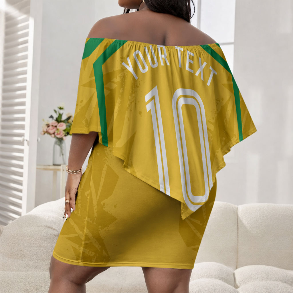 Personalized Jamaica Kingsmen Cricket Lion Off Shoulder Short Dress Royal King Batsman Sports Graphic Art