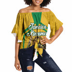 Personalized Jamaica Kingsmen Cricket Lion Off Shoulder Wrap Waist Top Royal King Batsman Sports Graphic Art