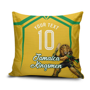 Personalized Jamaica Kingsmen Cricket Lion Pillow Cover Royal King Batsman Sports Graphic Art