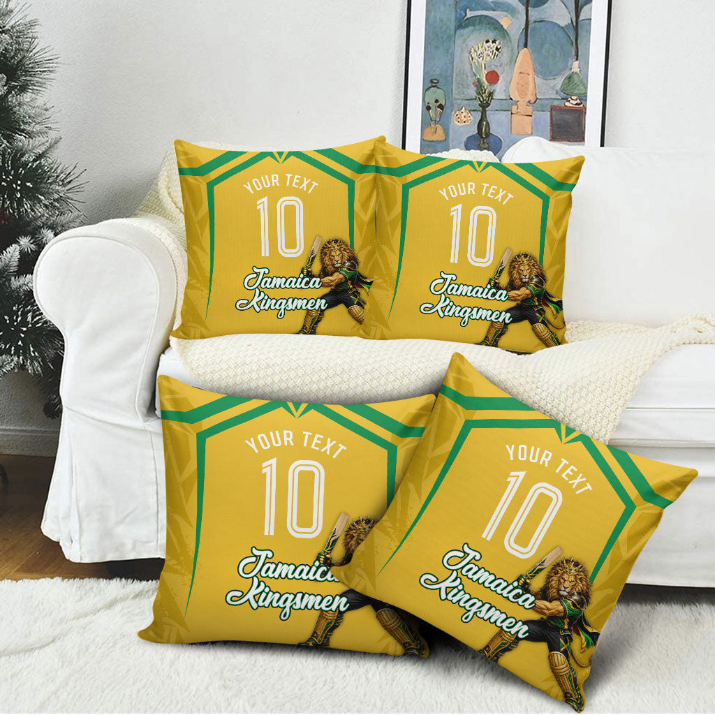 Personalized Jamaica Kingsmen Cricket Lion Pillow Cover Royal King Batsman Sports Graphic Art