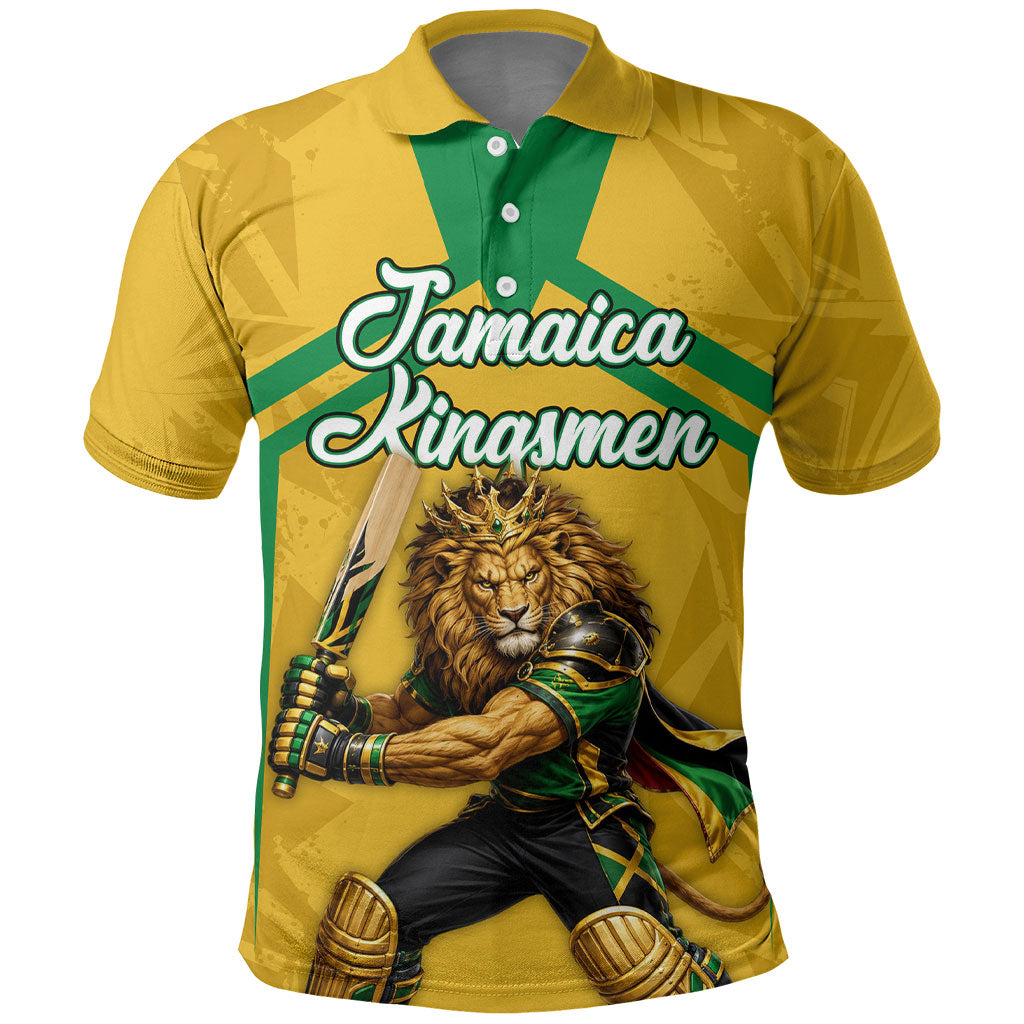 Personalized Jamaica Kingsmen Cricket Lion Polo Shirt Royal King Batsman Sports Graphic Art