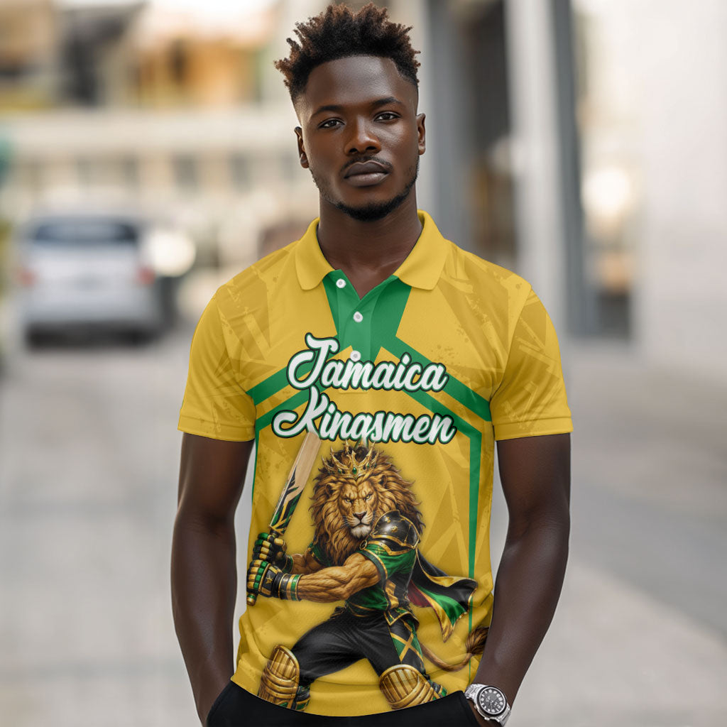Personalized Jamaica Kingsmen Cricket Lion Polo Shirt Royal King Batsman Sports Graphic Art