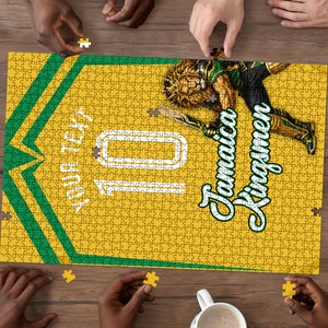 Personalized Jamaica Kingsmen Cricket Lion Puzzle Royal King Batsman Sports Graphic Art