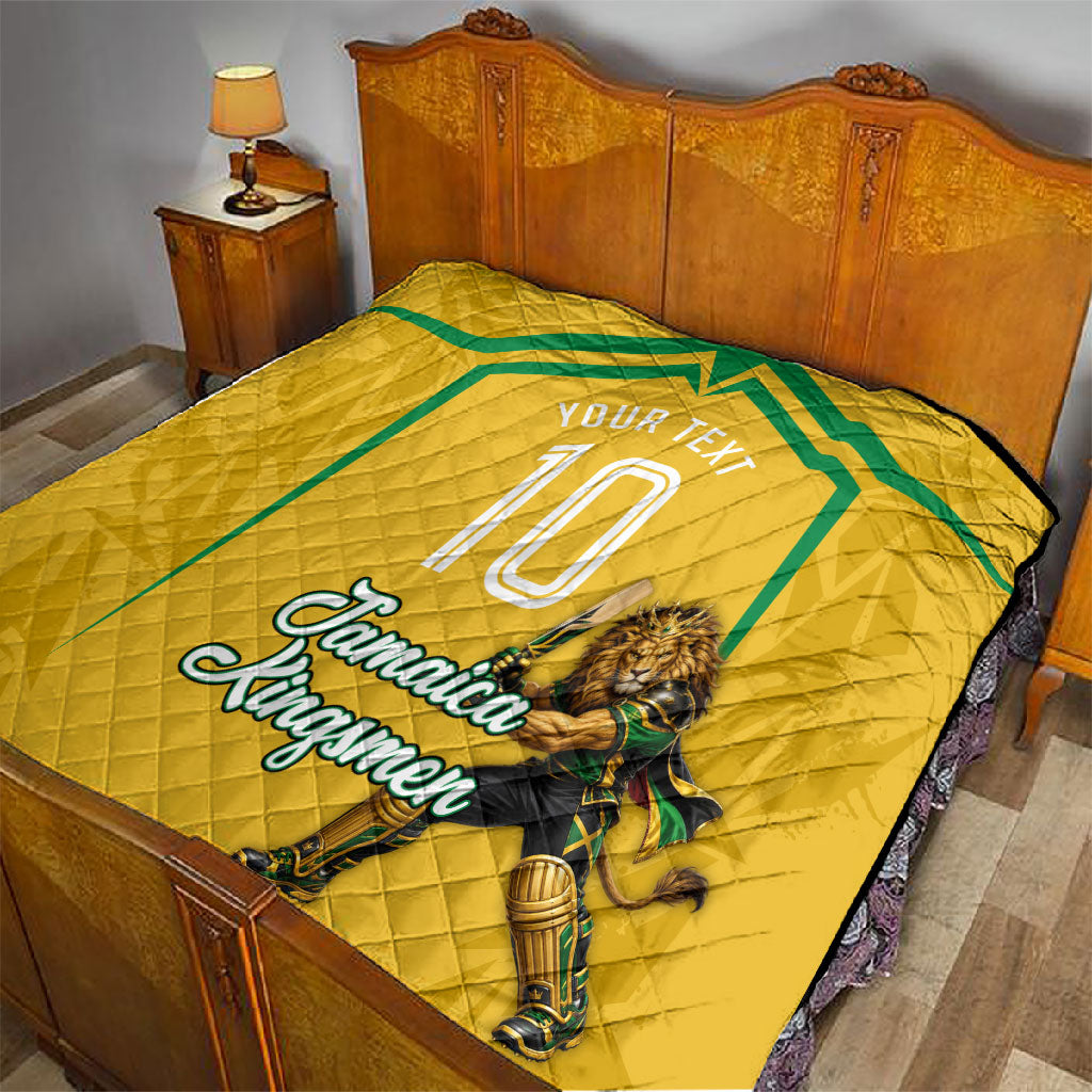 Personalized Jamaica Kingsmen Cricket Lion Quilt Royal King Batsman Sports Graphic Art