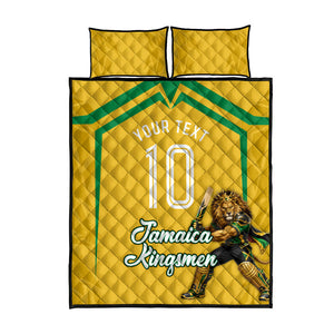 Personalized Jamaica Kingsmen Cricket Lion Quilt Bed Set Royal King Batsman Sports Graphic Art