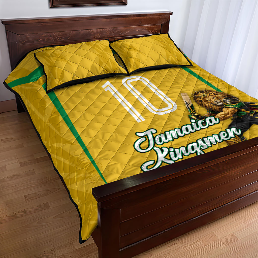 Personalized Jamaica Kingsmen Cricket Lion Quilt Bed Set Royal King Batsman Sports Graphic Art