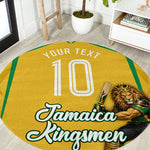 Personalized Jamaica Kingsmen Cricket Lion Round Carpet Royal King Batsman Sports Graphic Art