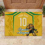Personalized Jamaica Kingsmen Cricket Lion Rubber Doormat Royal King Batsman Sports Graphic Art