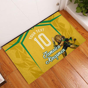 Personalized Jamaica Kingsmen Cricket Lion Rubber Doormat Royal King Batsman Sports Graphic Art