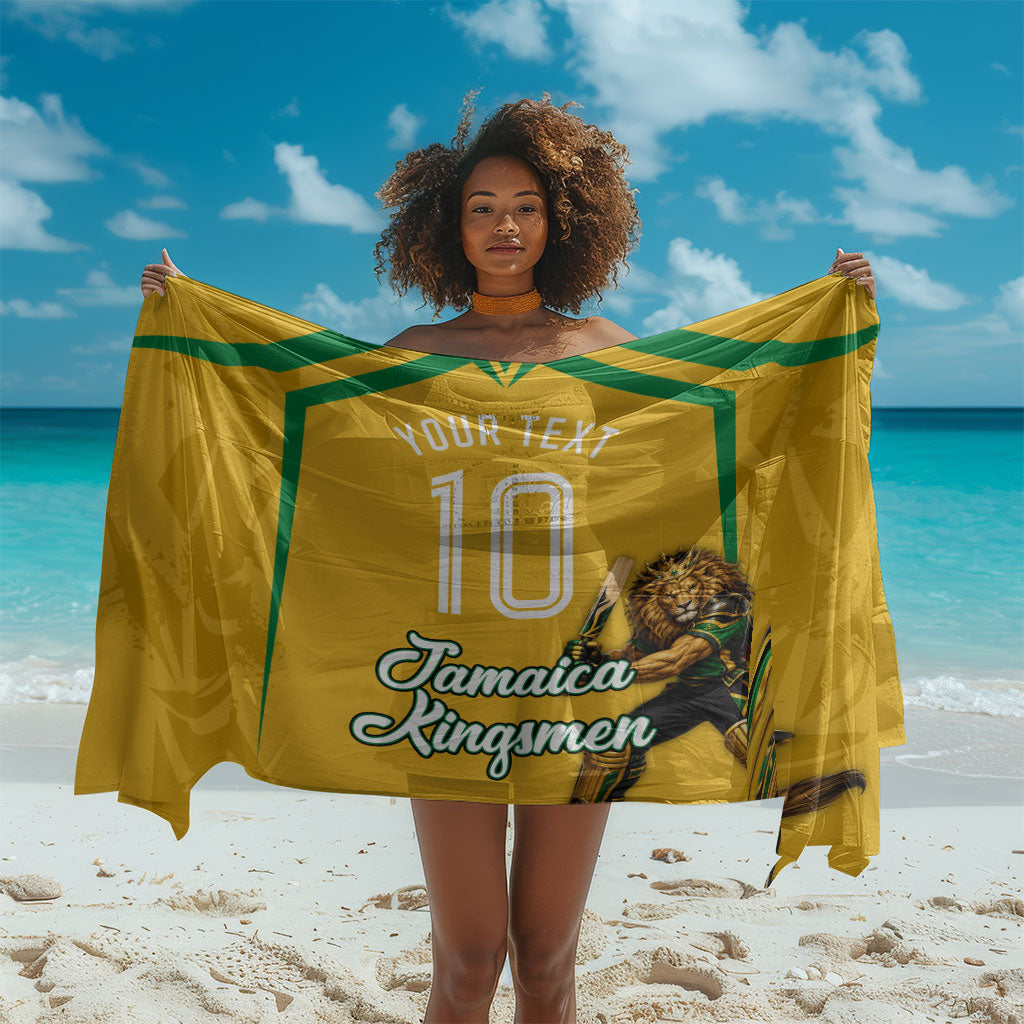 Personalized Jamaica Kingsmen Cricket Lion Sarong Royal King Batsman Sports Graphic Art