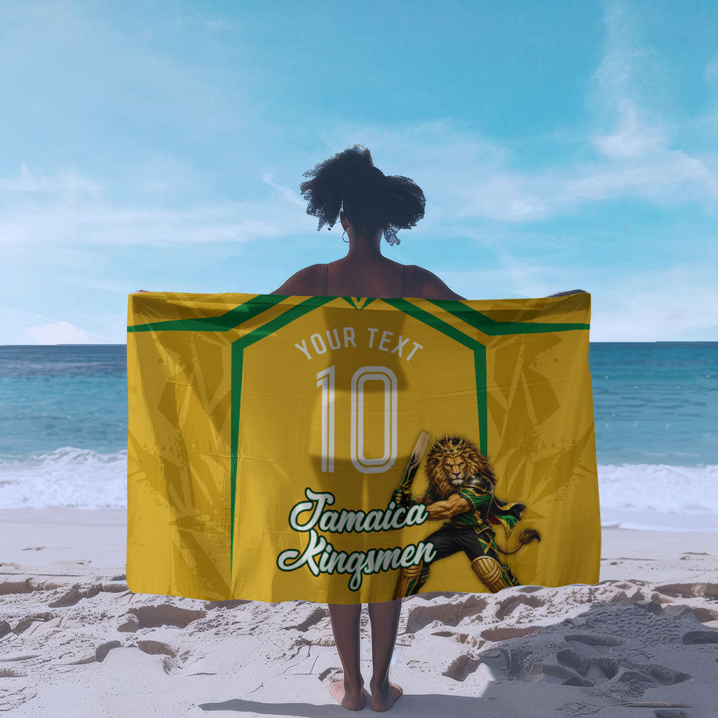 Personalized Jamaica Kingsmen Cricket Lion Sarong Royal King Batsman Sports Graphic Art