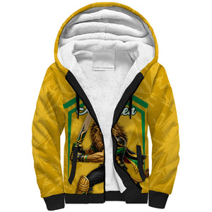 Personalized Jamaica Kingsmen Cricket Lion Sherpa Hoodie Royal King Batsman Sports Graphic Art