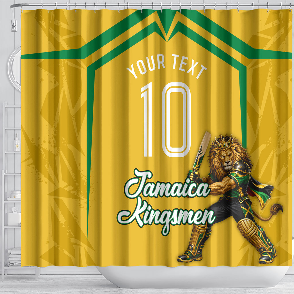 Personalized Jamaica Kingsmen Cricket Lion Shower Curtain Royal King Batsman Sports Graphic Art