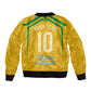 Personalized Jamaica Kingsmen Cricket Lion Sleeve Zip Bomber Jacket Royal King Batsman Sports Graphic Art