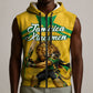 Personalized Jamaica Kingsmen Cricket Lion Sleeveless Zip Hoodie Royal King Batsman Sports Graphic Art