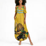 Personalized Jamaica Kingsmen Cricket Lion Summer Maxi Dress Royal King Batsman Sports Graphic Art