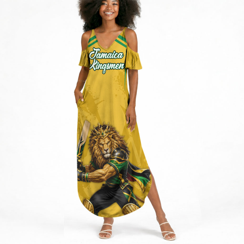Personalized Jamaica Kingsmen Cricket Lion Summer Maxi Dress Royal King Batsman Sports Graphic Art