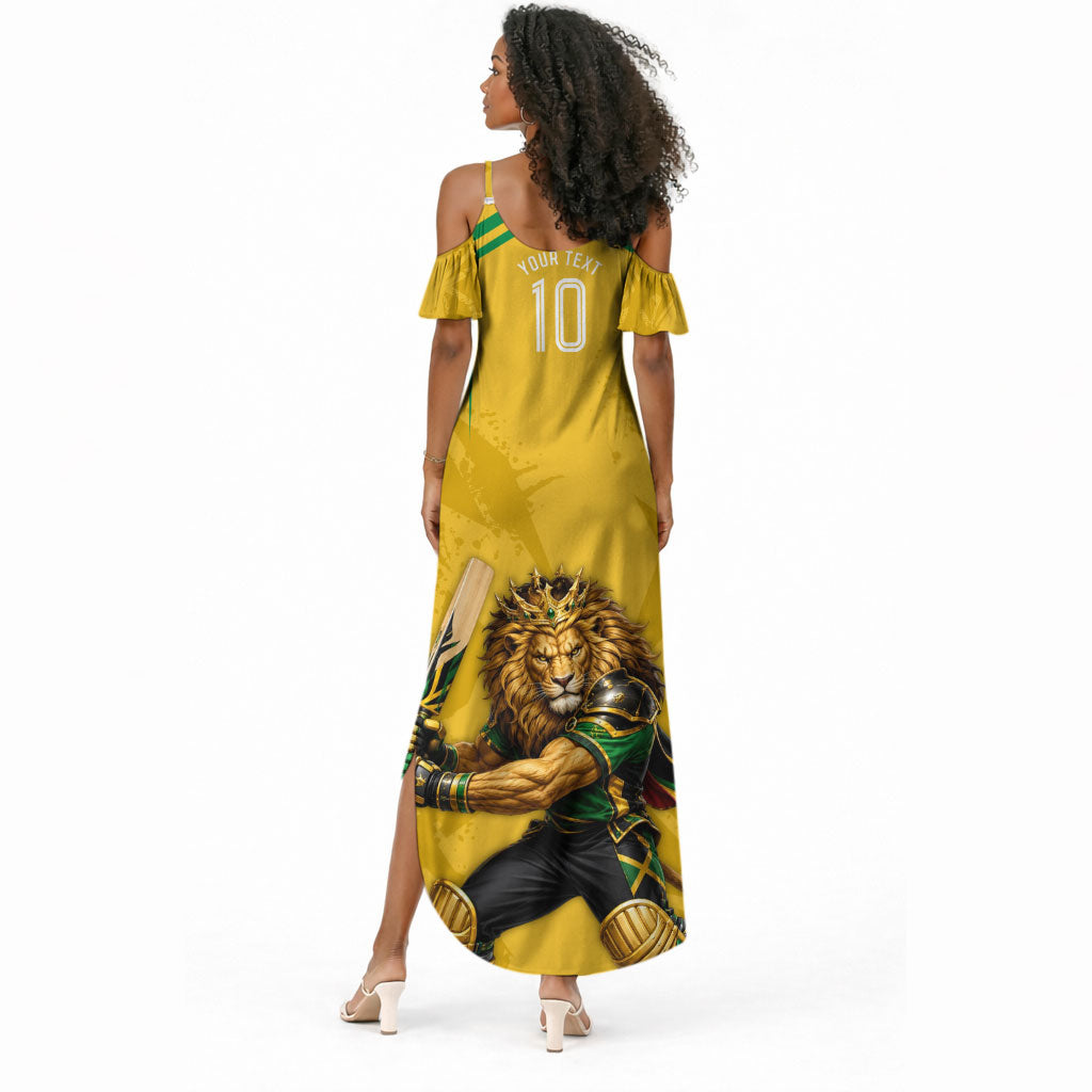 Personalized Jamaica Kingsmen Cricket Lion Summer Maxi Dress Royal King Batsman Sports Graphic Art