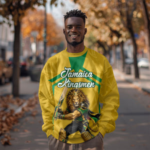 Personalized Jamaica Kingsmen Cricket Lion Sweatshirt Royal King Batsman Sports Graphic Art