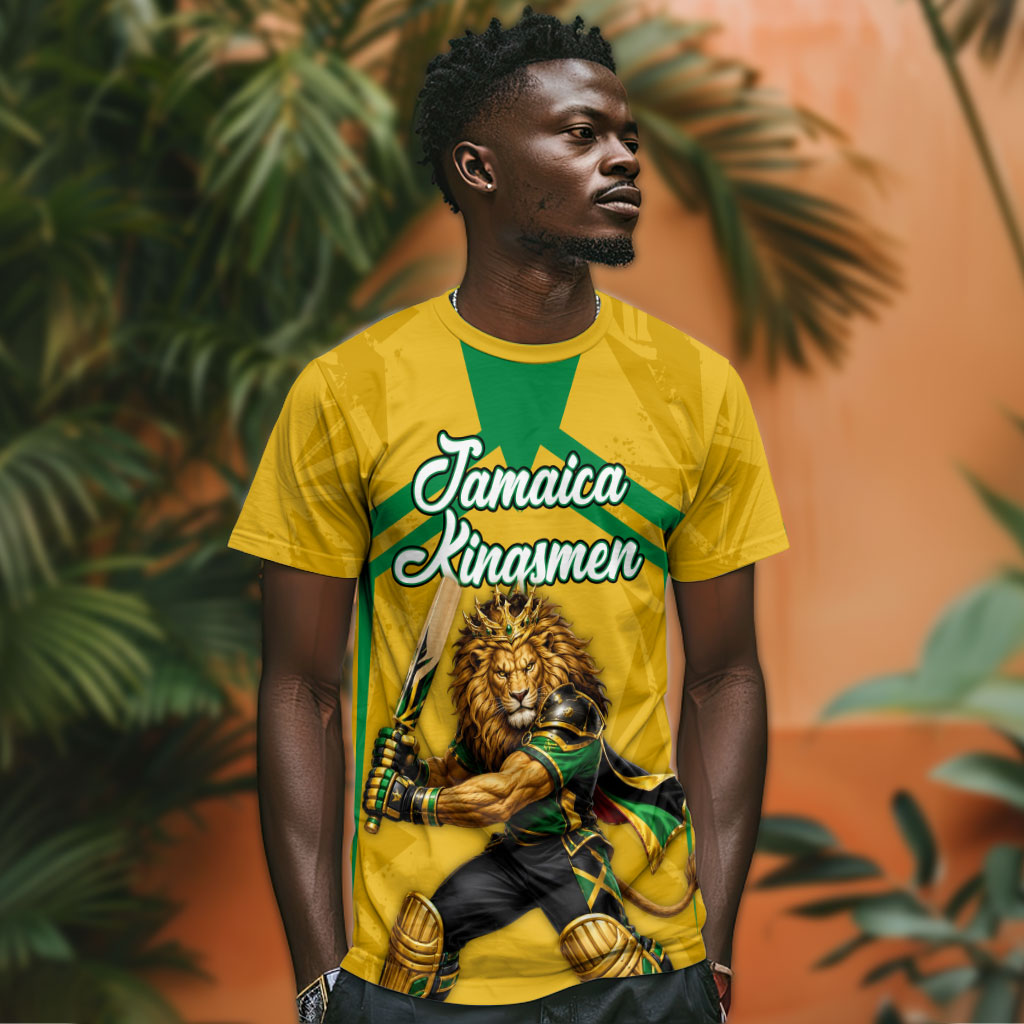 Personalized Jamaica Kingsmen Cricket Lion T shirt Royal King Batsman Sports Graphic Art