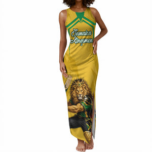 Personalized Jamaica Kingsmen Cricket Lion Tank Maxi Dress Royal King Batsman Sports Graphic Art