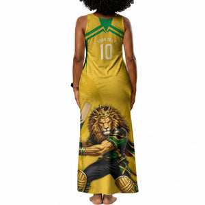 Personalized Jamaica Kingsmen Cricket Lion Tank Maxi Dress Royal King Batsman Sports Graphic Art