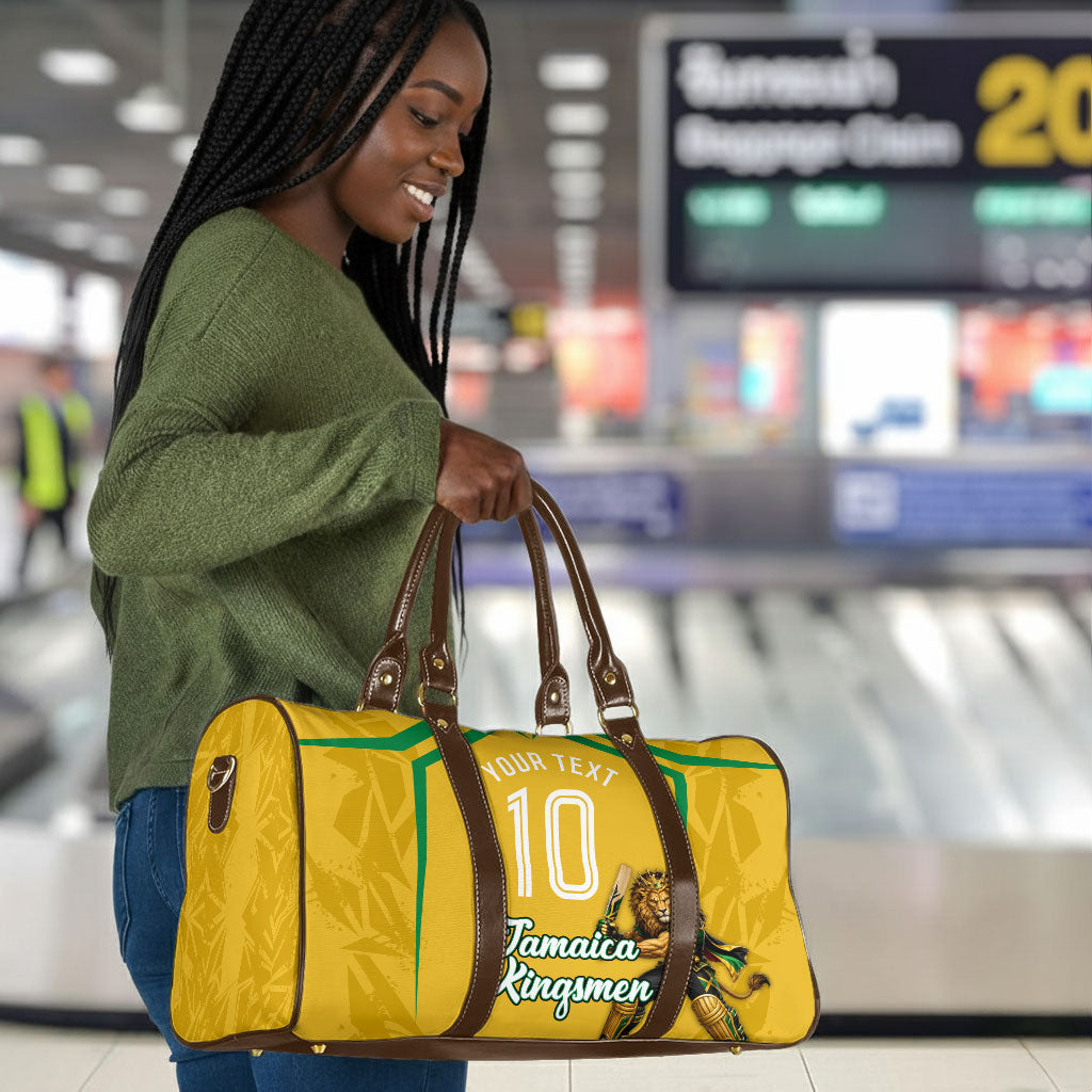 Personalized Jamaica Kingsmen Cricket Lion Travel Bag Royal King Batsman Sports Graphic Art