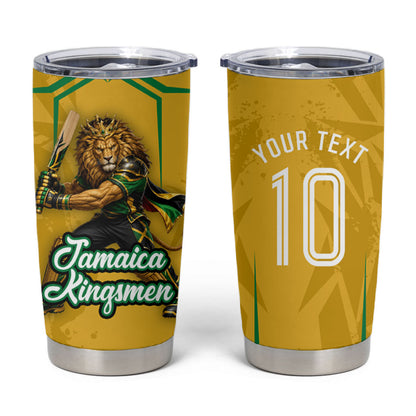 Personalized Jamaica Kingsmen Cricket Lion Tumbler Cup Royal King Batsman Sports Graphic Art