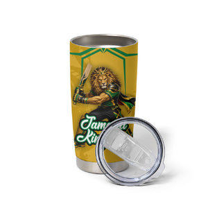 Personalized Jamaica Kingsmen Cricket Lion Tumbler Cup Royal King Batsman Sports Graphic Art
