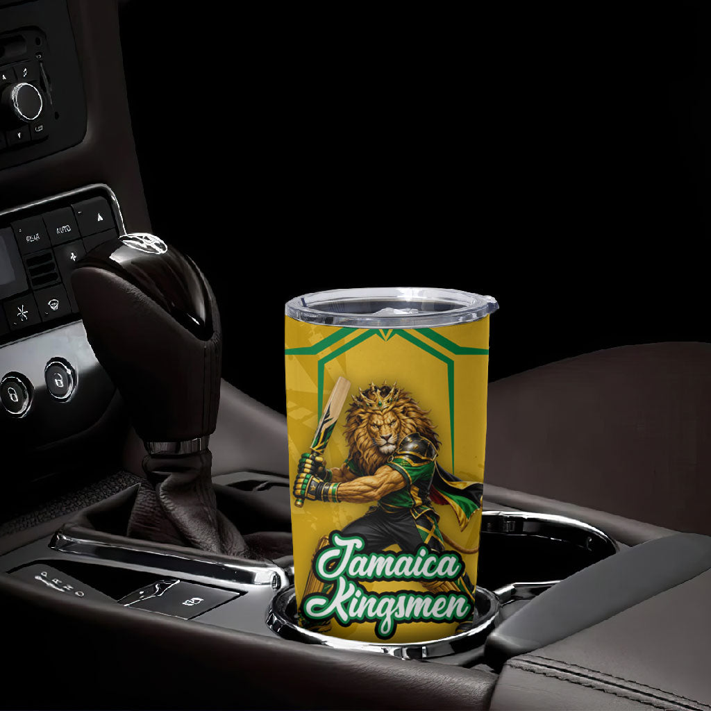 Personalized Jamaica Kingsmen Cricket Lion Tumbler Cup Royal King Batsman Sports Graphic Art
