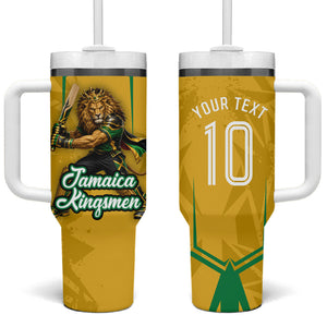 Personalized Jamaica Kingsmen Cricket Lion Tumbler With Handle Royal King Batsman Sports Graphic Art