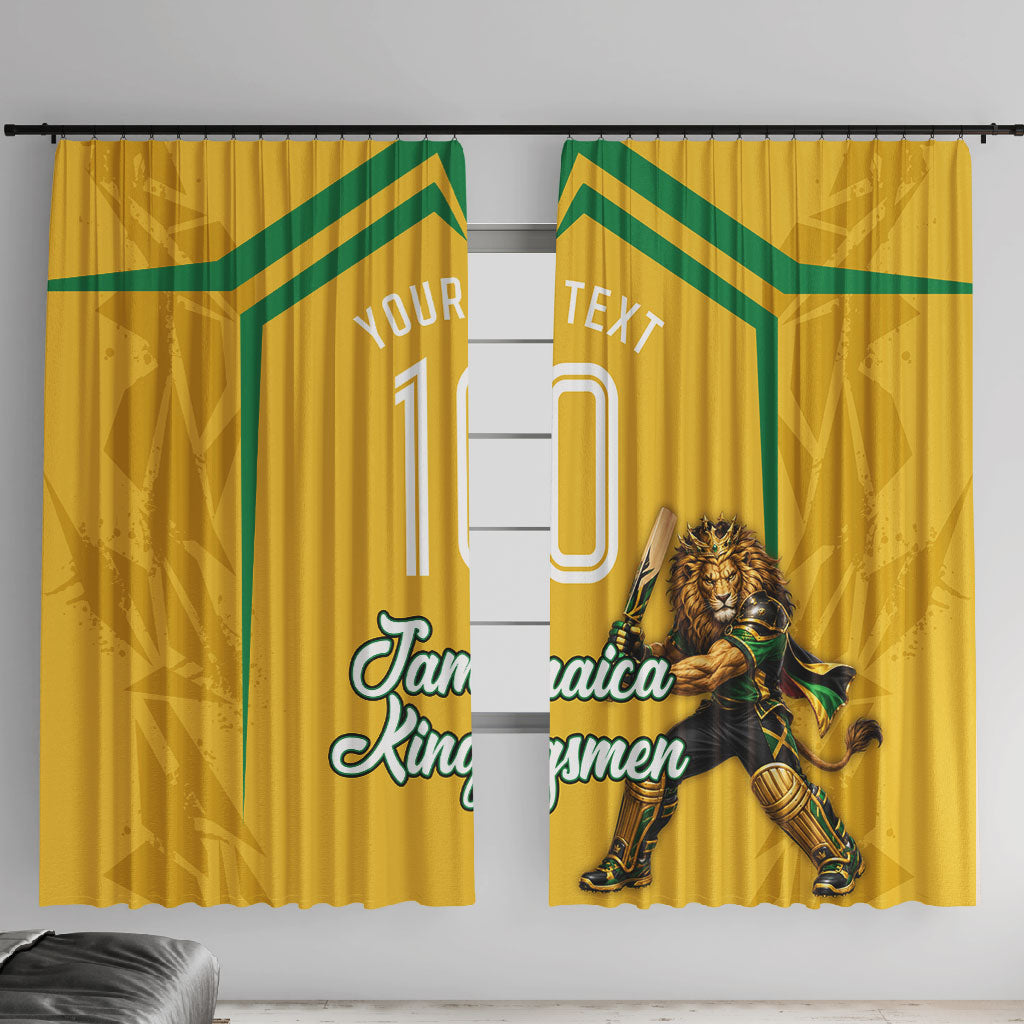 Personalized Jamaica Kingsmen Cricket Lion Window Curtain Royal King Batsman Sports Graphic Art