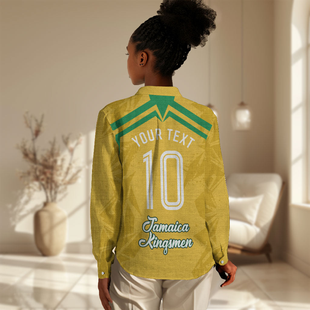 Personalized Jamaica Kingsmen Cricket Lion Women Casual Shirt Royal King Batsman Sports Graphic Art