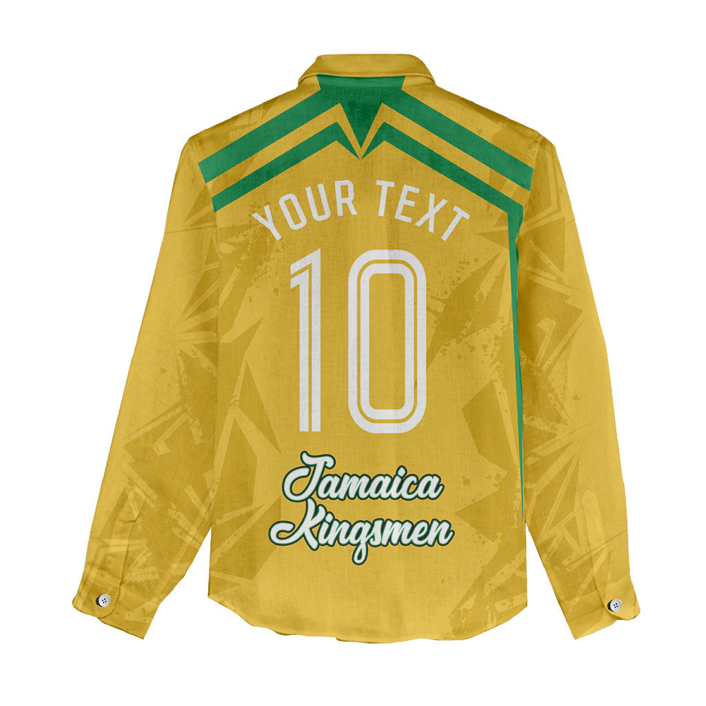 Personalized Jamaica Kingsmen Cricket Lion Women Casual Shirt Royal King Batsman Sports Graphic Art