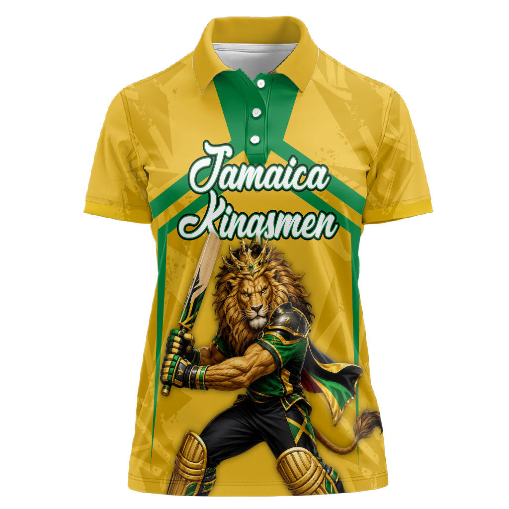 Personalized Jamaica Kingsmen Cricket Lion Women Polo Shirt Royal King Batsman Sports Graphic Art