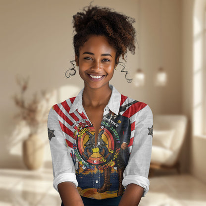 Bass Reeves Women Casual Shirt Vintage African American Black Cowboy Western History